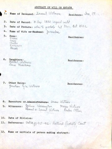WETMORE, Samuel (b. Conn. d. 1832 Ira) 2 abstract of will